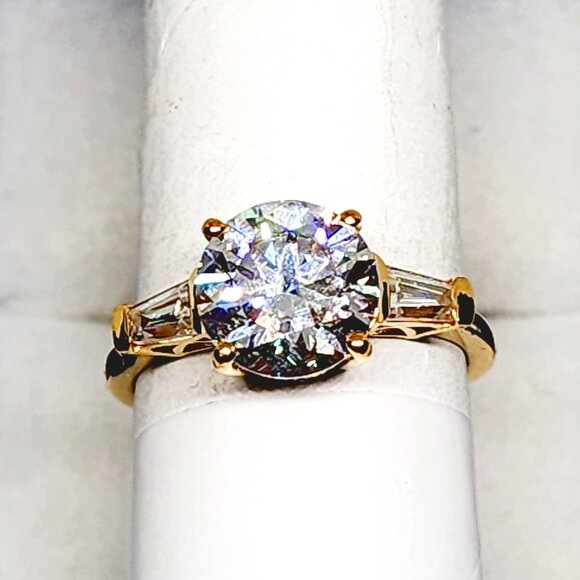 Moissanite engagement/promise ring in 14K YG over 925 Sterling 3.40 tcw sz 8 - Picture 4 of 6